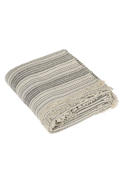 divendi-ro Husă decorativă pentru canapea cu trei locuri, model scurt cu franjuri și dungi, 280x180 cm, crem