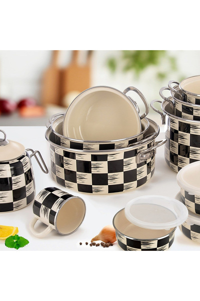 shumee CHECKERBOARD enameled pot 26 cm, 5 l