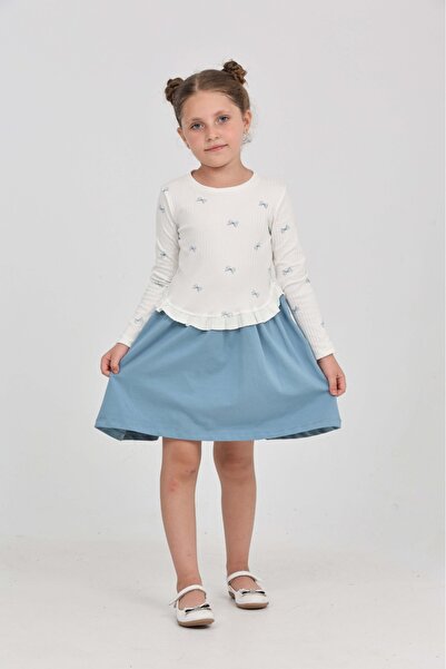 Toontoy Girl's Bow Printed Dress