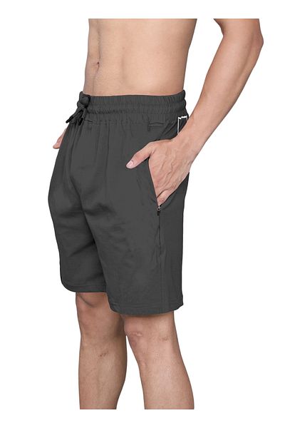 LAUREN SMITH Athletic Men’s Shorts 100%Cotton Comfortable Workout, Elastic Waist & Zipper Pockets-