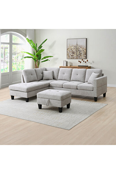 Home Box أريكة قماشية من موفو راسل، بأربعة مقاعد، قابلة للطي في الزاوية اليسر...