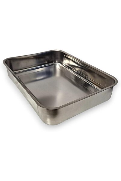 E&D Collection Yoğurt Tepsisi Paslanmaz Çelik Çok Amaçlı Dikdörtgen Büyük Met...