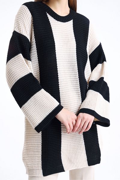 sole stories Women's Oversize Cut Color Block Sweater Dress