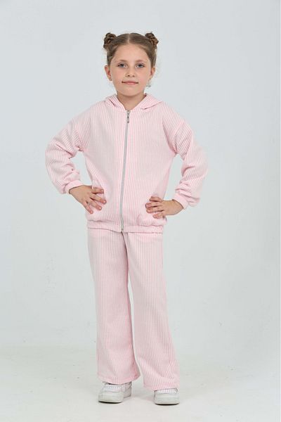 Toontoy Girl's Striped Tracksuit Set