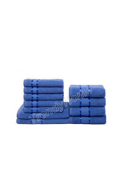 trendyhome Set of 11 Hand/Face/Body Towels, 100% Cotton, Light Blue, 400g/m², ST12209