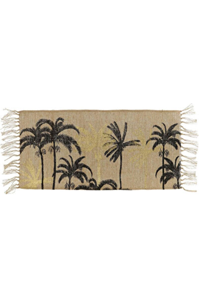 Tendance سجادة مستطيلة من الجوت مطبوعة بنقشة أشجار النخيل، بتفاصيل هامشية، مقاس 45 × 90 سم
