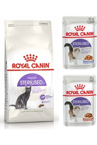 Royal Canin Sterilised 37 Sterile Cat Dry Food 2 kg + 2 Pieces Sterilised Sterile Cat Wet Food 85 g