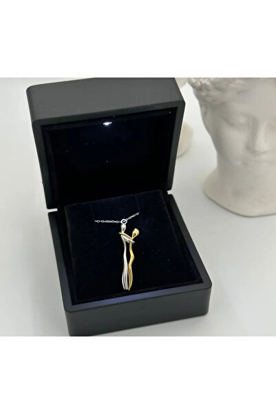 GLOWSİLVER BİRBİRİNE SARILAN ÇİFT SEVGİLİ GÜMÜŞ KOLYE & IŞIKLI KOLYE KUTULU -...