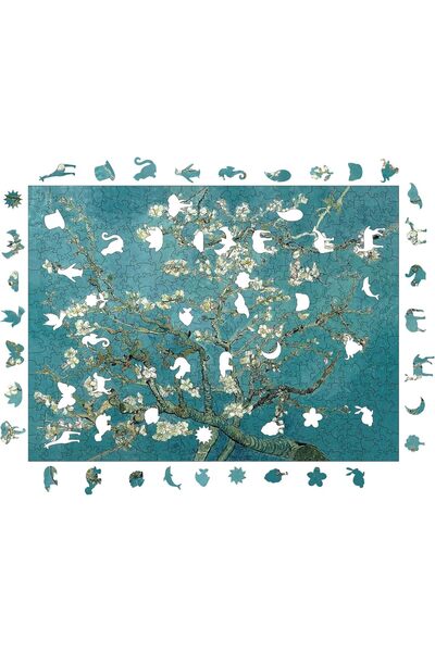 Genel Markalar Pinecone - Ahşap Puzzle Yetişkinler için - Van Gogh Badem Ağacı Benzersiz Parçalı Puzzle - 450 Pa...