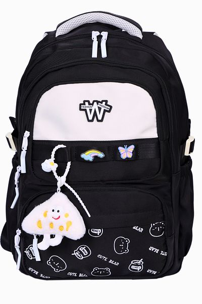 Çanta Trend Luxury Imported Fabric Girls School Bag – Plush Toy and Buckle Gift, Primary School & Middle School Backpack