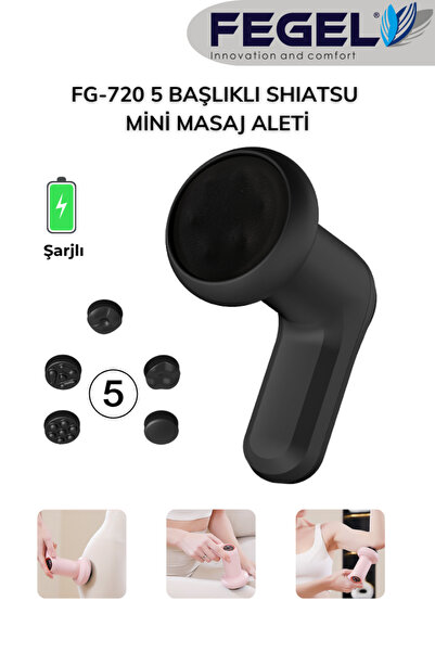 Fegel FG-720 Shiatsu 5 Başlıklı Masaj Aleti,6 Hız Kademeli, Yağ Yakımını Dest...