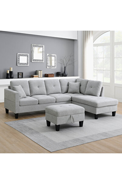 Home Box أريكة قماشية من موفو راسل، بأربعة مقاعد، قابلة للطي في الزاوية اليمن...