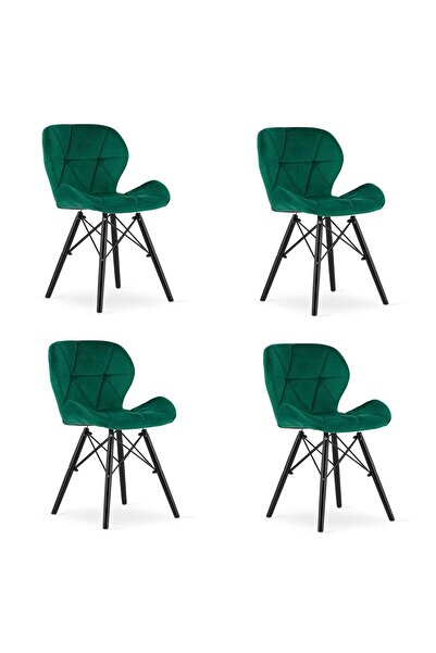 Mercaton Set 4 scaune stil scandinav, Mercaton, Lago Velvet, catifea, lemn, v...