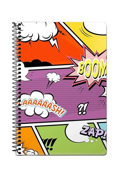 Stylizedd Comic Strip A5 Spiral Notebook, 60 Pages Multicolour