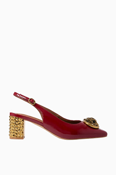Kurt Geiger Chelsea Block Slingback Heel, Red Patent Leather and Crystal Deta...
