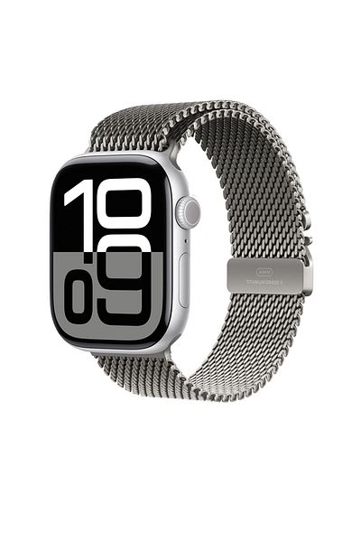 noktaks Apple Watch 10 46mm Compatible - Band Titanium Mesh - Krd-100 - Titanium-Silver - T37475