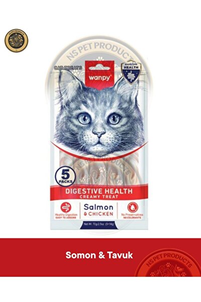 Wanpy Digestive Health - Sindirim Destekleyici Somon & Tavuk Kedi Krema Ödül ...