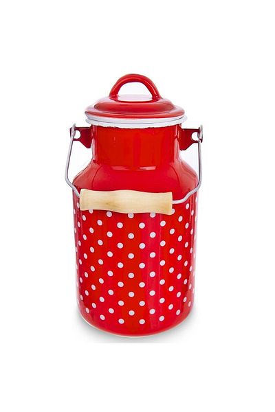 Aquaphor Morion TECKA 2L enameled milk jug with red polka dots