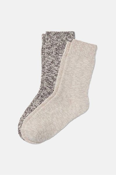Tchibo Women 2 Pairs Of Knitted Socks, Beige Combo