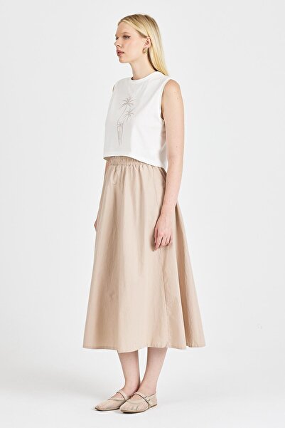 odelon Γυναικείο 100% βαμβακερό εκρού Crop