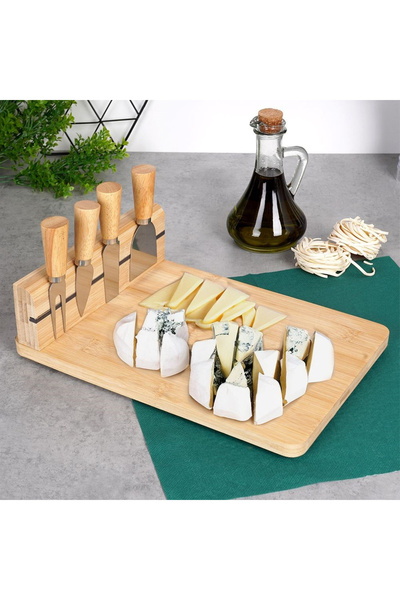 shumee Bamboo cheese board with knives, 5 pieces.