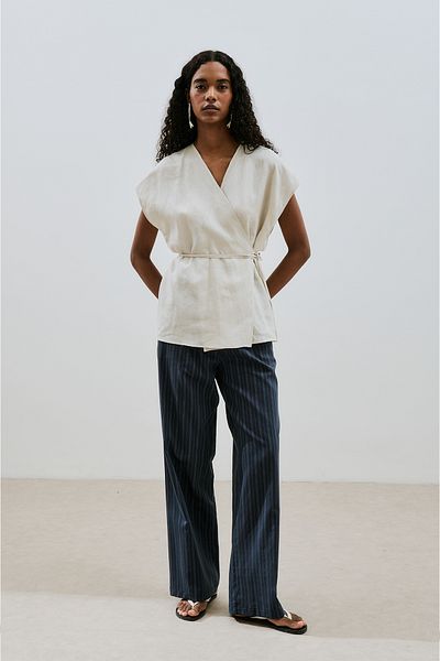 Manuka Linen Sleeveless Bluz Taş