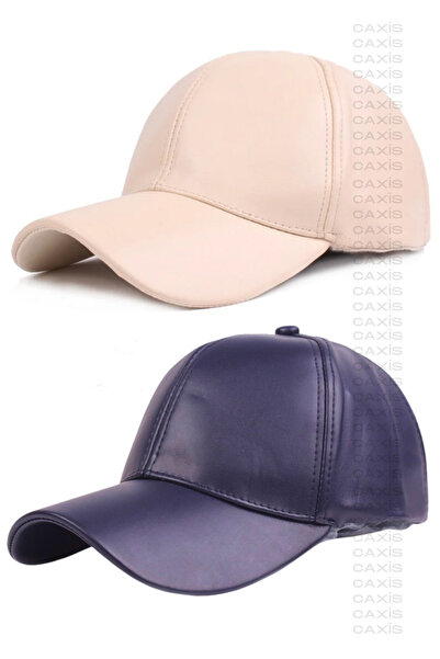 caxis Leather Hat Unisex Adjustable 2-Piece SET with Back Velcro