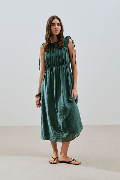 Manuka Tie-Up Detail Sleeveless Dress Green