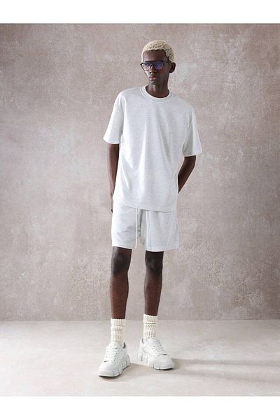 ACTIVE MODA - Men's Cotton Printed Large Size Tshirt-Shorts 2-Piece Set