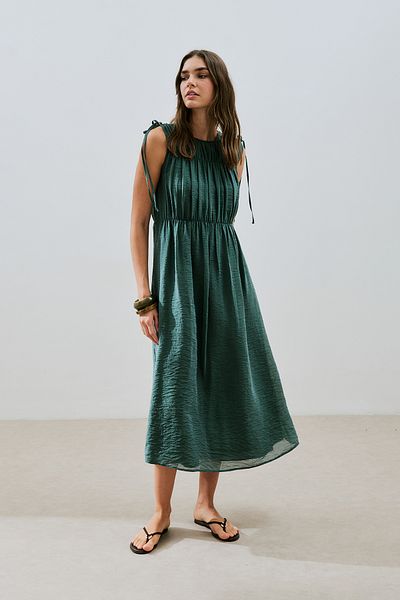 Manuka Tie-Up Detail Sleeveless Dress Green