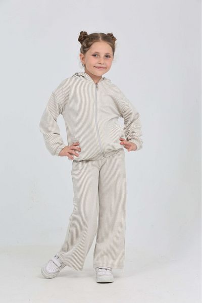 Toontoy Girl's Striped Tracksuit Set
