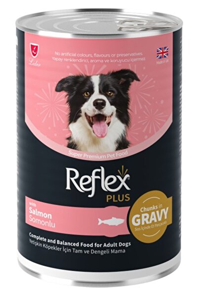 Reflex Plus Sos Içinde Et Parçacıklı Somonlu Yetişkin Köpek Yaş Konserve Maması 400 gr x 12 Adet