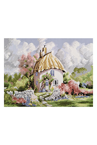 ElkaHobi Goblen Etamin İşleme Seti 40x50 cm Küçük Ev Deseni