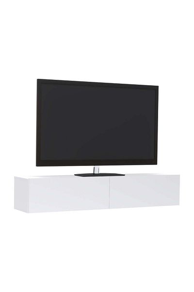 haaus Comoda TV Isla, 2 Usi, Alb, 135 x 28 x 25 cm