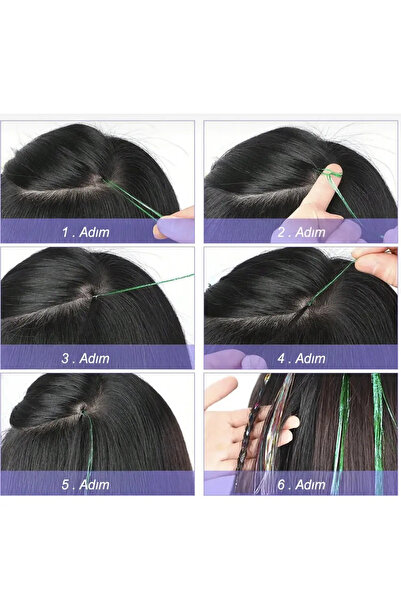 Mutenaura Side Hairpiece-Silvery- Hair Tinsel Shiny Hair (50 cm)