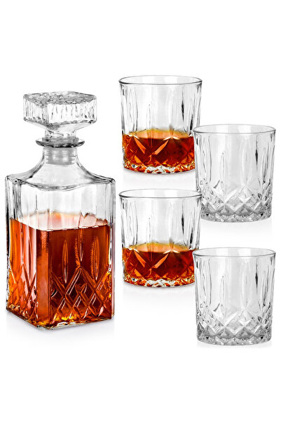 shumee Decantor și pahare pentru whisky, cristal, 900 ml + 4 x 300 ml, 5 buc.