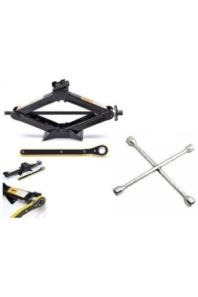 Oto Türk Tüv Onaylı Meşem Cırcırlı Kriko 4'lü Bijon Anahtarı Kampanyası 1,5 Ton Cırcırlı Krikobijon Set