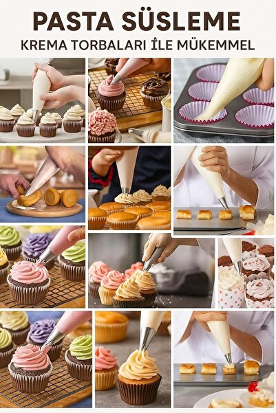 STOREMAX Busstier 50 Adet Tek Kullanımlık Krema Sıkma Torbası - Profesyonel Pasta ve Tatlı Süsleme İçin Dayan