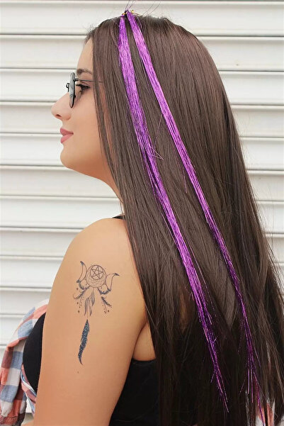 Mutenaura Yan Çıt Çıt Postiş -Simli-Simsiz-Ombre-Dalgalı-Düz-50 Cm