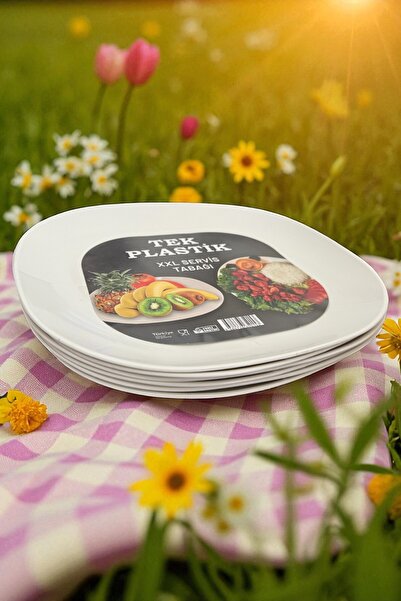 TEK 6'lı Sert Plastik Servis Tabağı XXL Kırılmaz Yıkanabilir 28cm