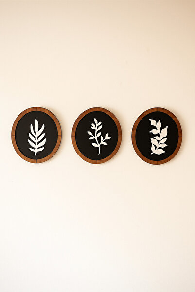 softclass 23x30 MODERN DAİRE TABLO 3'LÜ ÇİÇEK DETAYLI TABLO DEKORATİF DUVAR S...