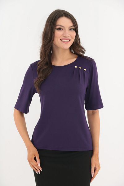 Vanessa Line RO Purple viscose blouse with asymmetrical pleats