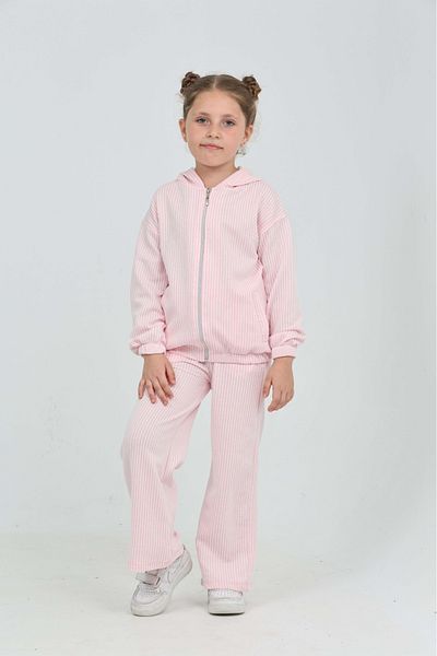 Toontoy Girl's Striped Tracksuit Set
