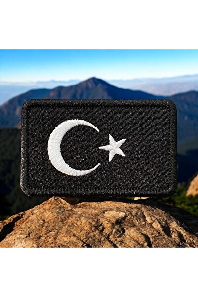 Genel Markalar Siyah Renk Türk Bayrağı Patch Arma Nakış 8 X 5 Cm