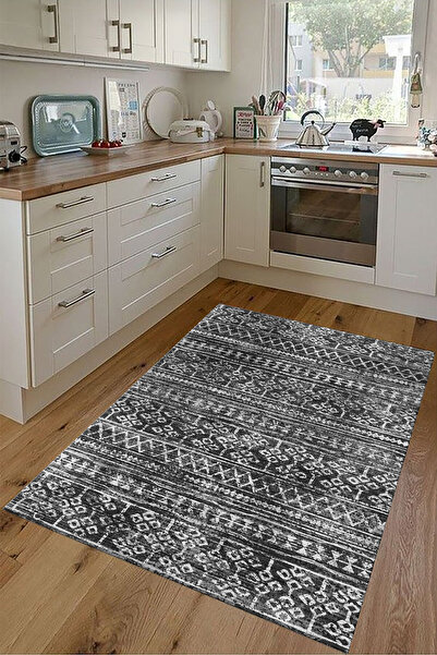 ferahome Mutfak Halısı İskandinav Dijital Baskı Yıkanabilir Kaymaz Taban Leke...
