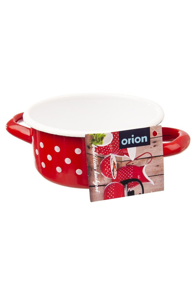 shumee TECKA red enameled pot with polka dots, 12 cm, 600 ml