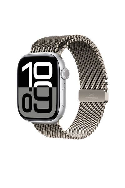noktaks Apple Watch 7 45mm Compatible - Band Titanium Mesh - Krd-100 - Titanium - T37473