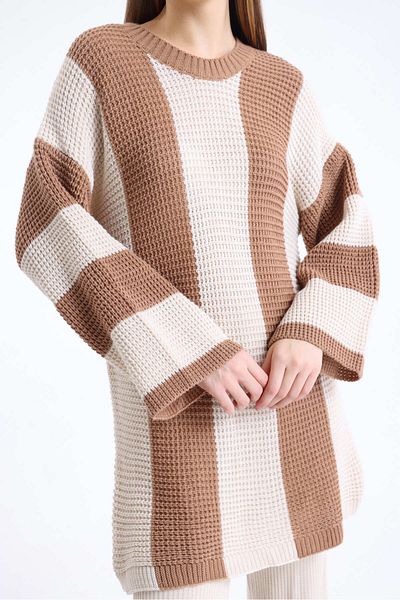 sole stories Women's Oversize Cut Color Block Sweater Dress