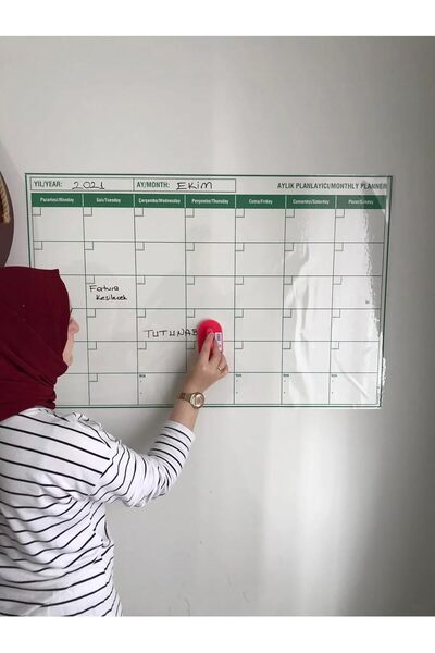 Hepta Collection Tutunabilir Kağıt Aylık Planlayıcı Takvim Akıllı Tahta Yazı Tahtası Kalem Duvara Cama Tahtaya Uy...