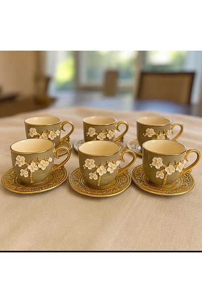 decovien 6 Person Porcelain Coffee Cup Set